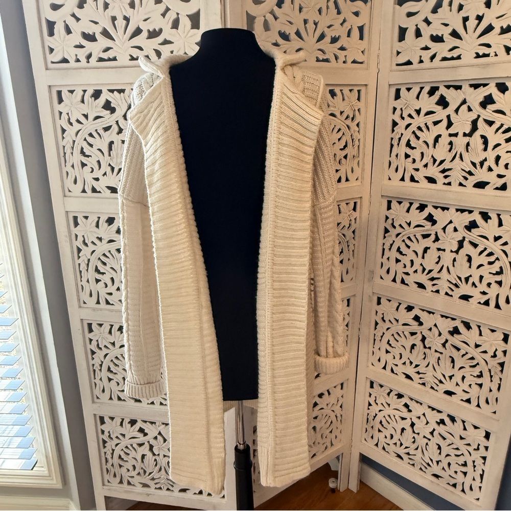 NWT GAP Cream Cable-Knit Open Front Cardigan Sz M